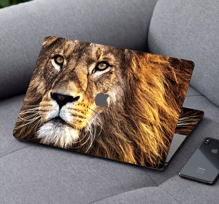 狮子脸皮野生动物笔记本电脑贴纸 - TenStickers