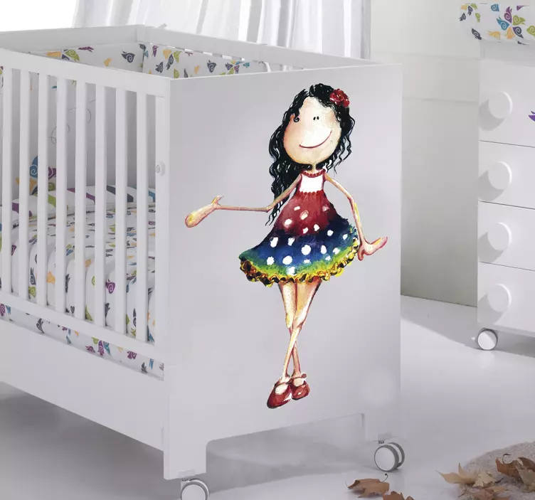 穿裙子的小女孩孩子贴花 - TenStickers