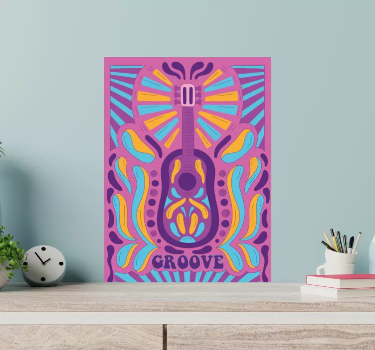 位置墙贴纸 彩色吉他艺术 - TenStickers