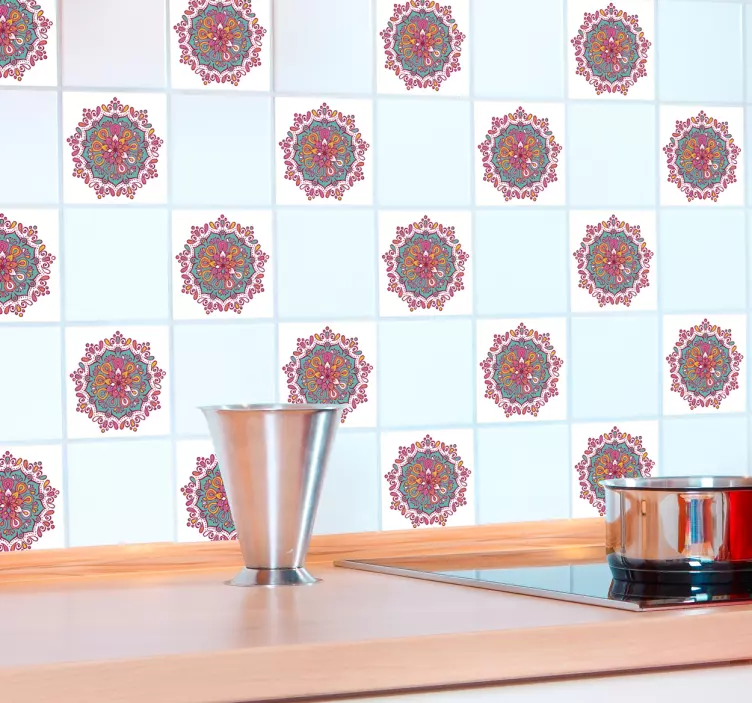 曼陀罗瓷砖装饰乙烯基瓷砖贴纸 - TenStickers