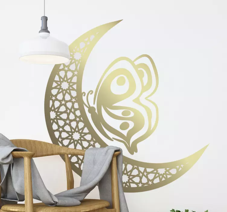 月亮和蝴蝶曼陀罗蝴蝶贴纸 - TenStickers