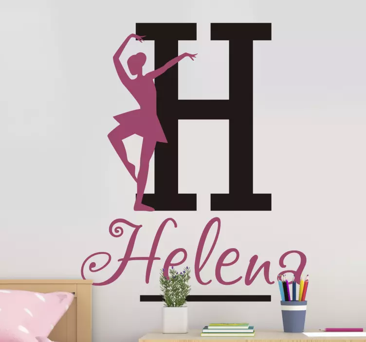 N带有名字舞蹈的芭蕾舞者女孩贴纸 - TenStickers