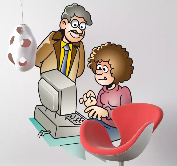 办公电脑老师墙贴 - TenStickers