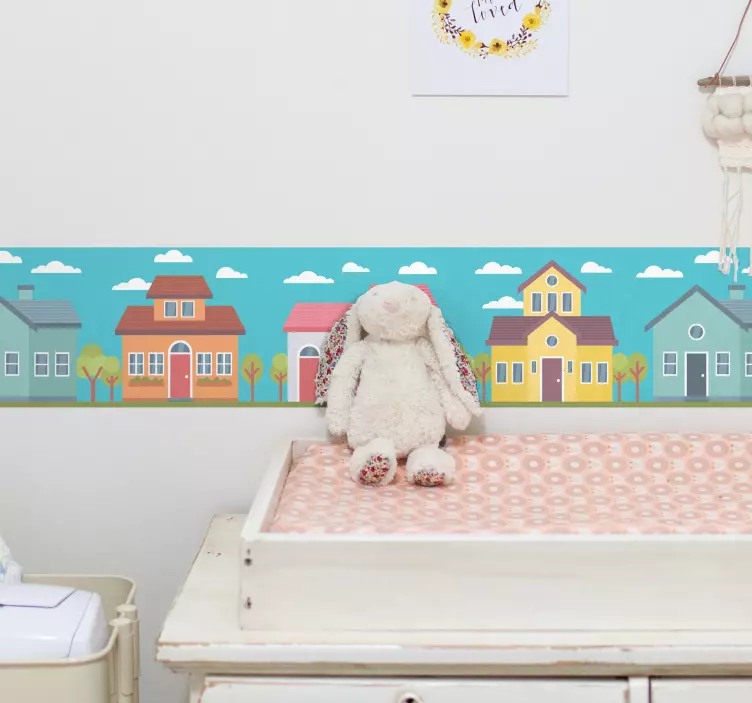 粉彩房屋墙边框贴纸 - TenStickers