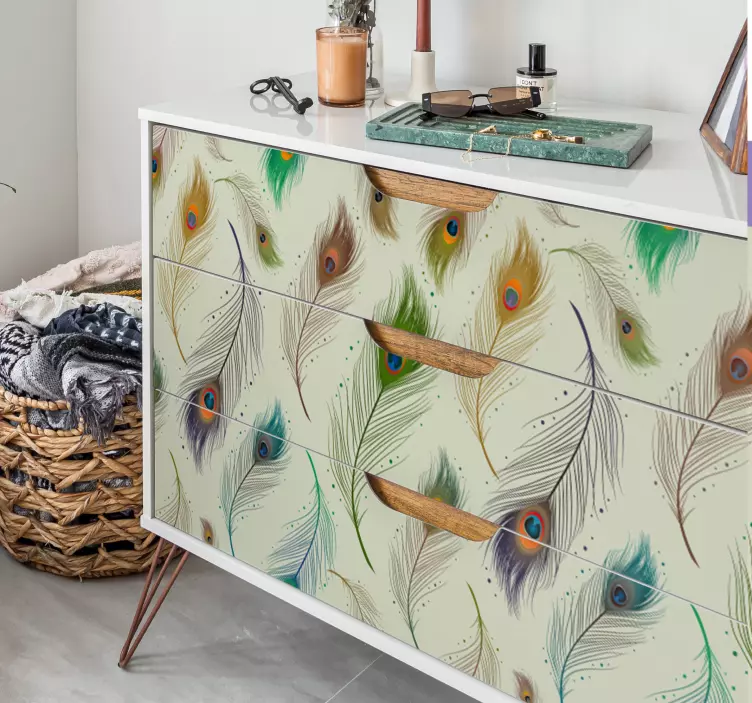 孔雀羽毛家具贴纸 - TenStickers
