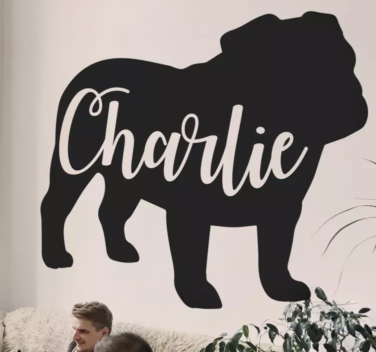 个性化名称英国斗牛犬剪影 - TenStickers