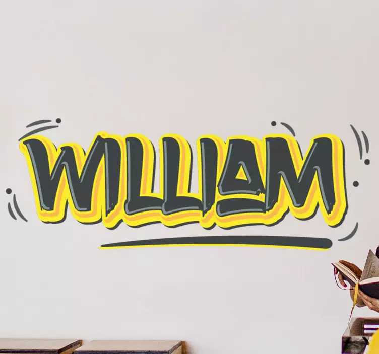 个性化名称涂鸦黄色城市贴花 - TenStickers