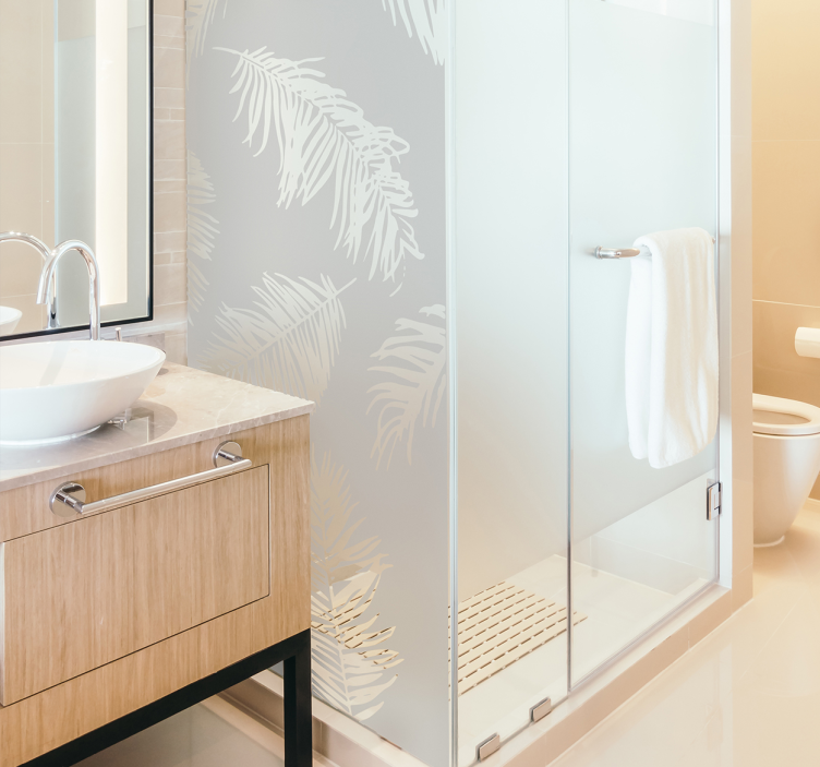 雨林植物淋浴屏贴纸 - TenStickers