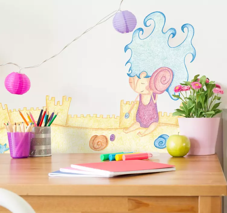 海滩上的沙堡贴纸 - TenStickers