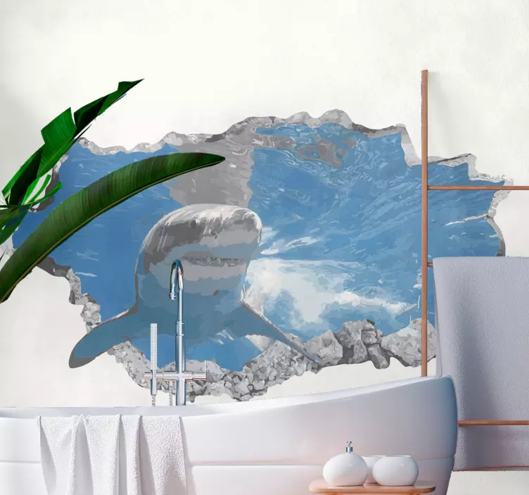 鲨鱼横越壁鱼贴纸 - TenStickers