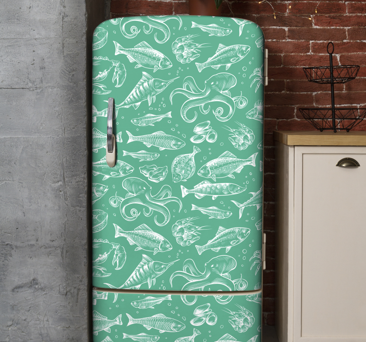 素描鱼手绘冰箱贴 - TenStickers