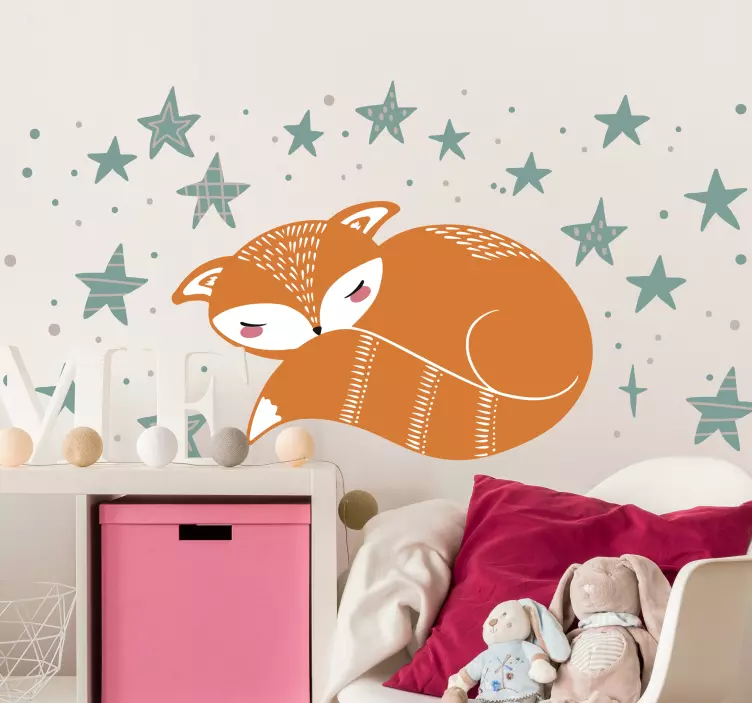 星与狐狸北欧风格野生动物贴花 - TenStickers