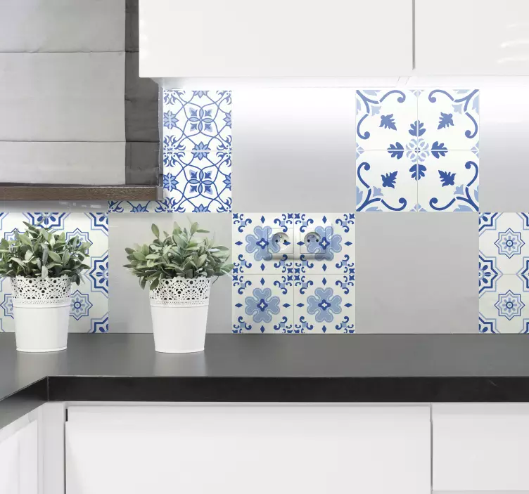 复古蓝色瓷砖贴纸 - TenStickers