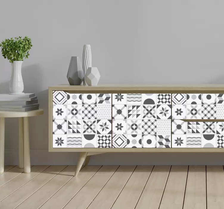 复古蓝色瓷砖家具贴纸 - TenStickers