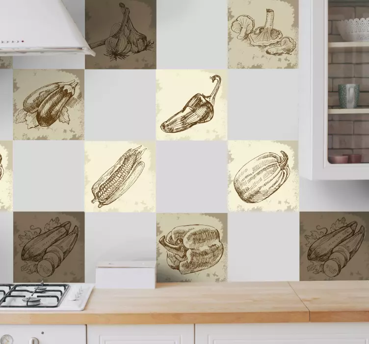 复古食品插图厨房贴纸 - TenStickers