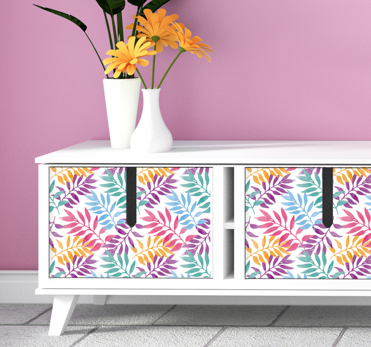 Watercolored叶子乙烯基墙纸 - TenStickers