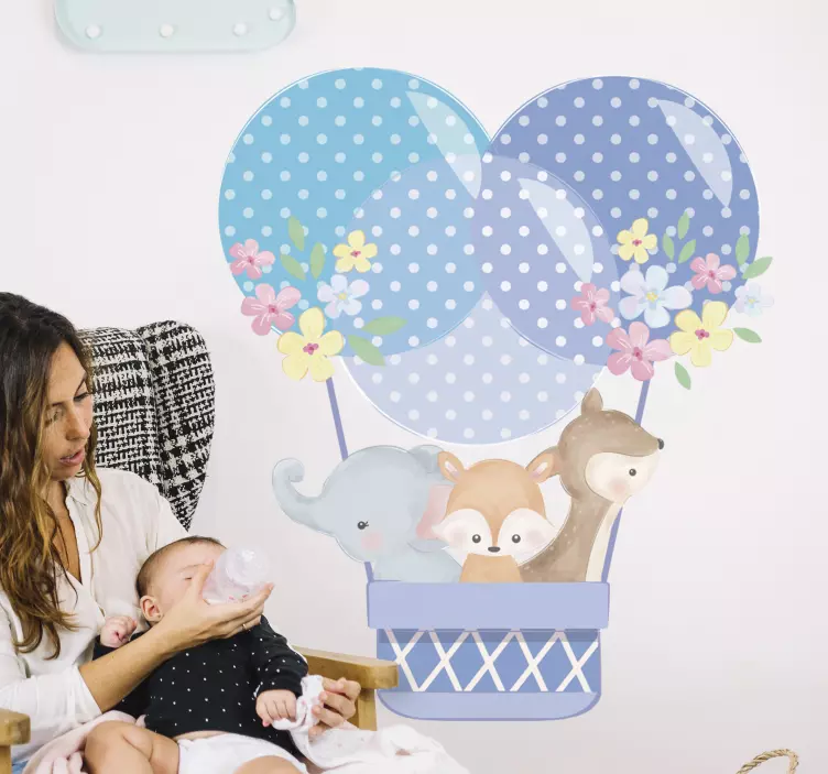 水彩动物热气球壁贴花 - TenStickers