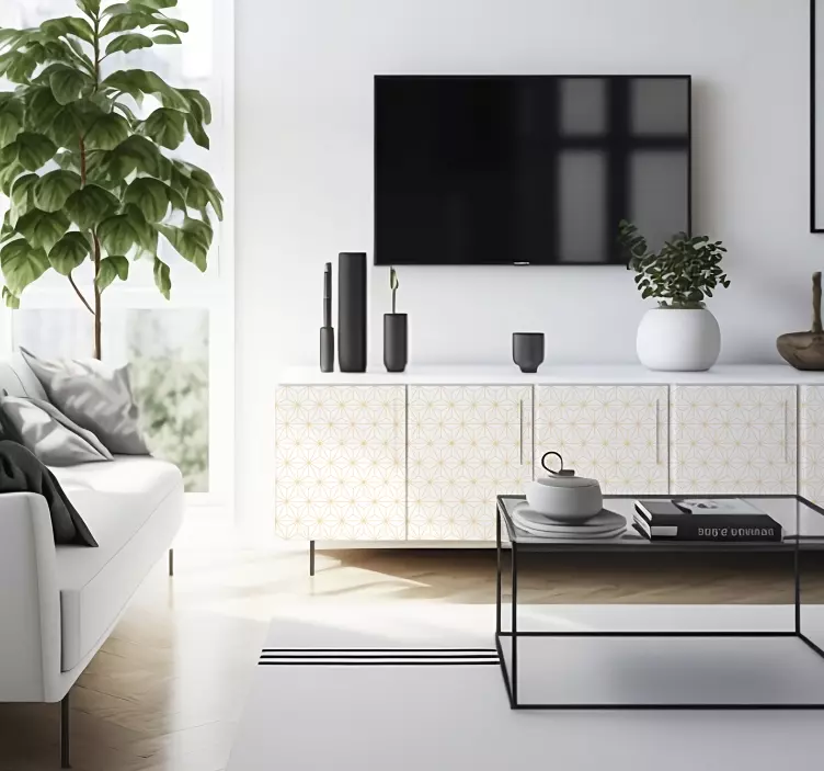 装饰墙纸贴 白色和金色的线条白金色线条 - TenStickers