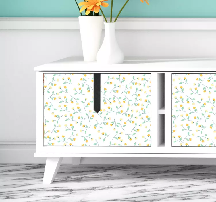 黄色的花朵客厅墙壁装饰 - TenStickers