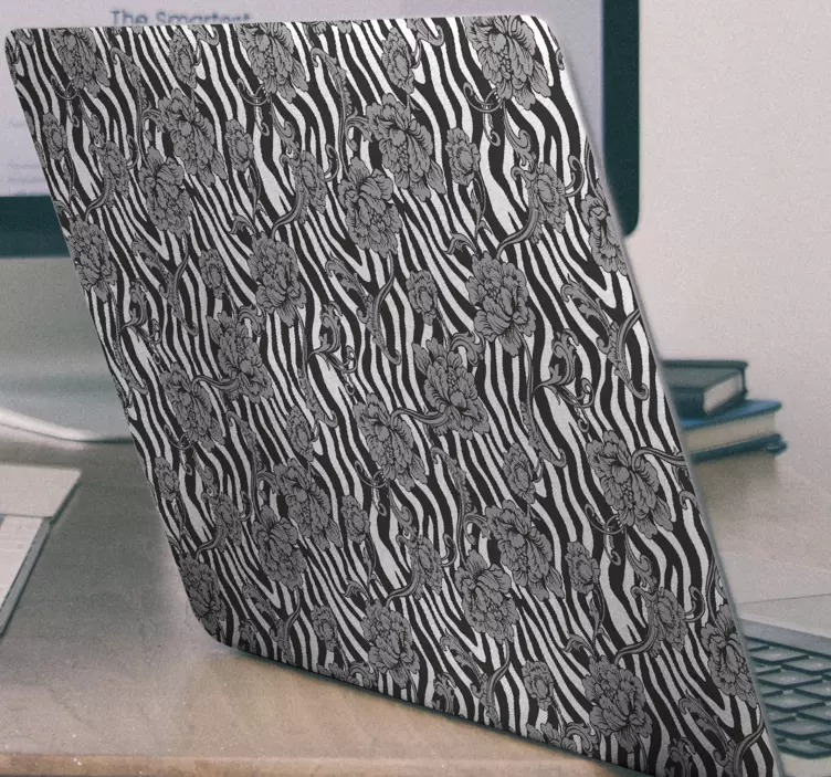 斑马纹和观赏花卉笔记本电脑的皮肤 - TenStickers