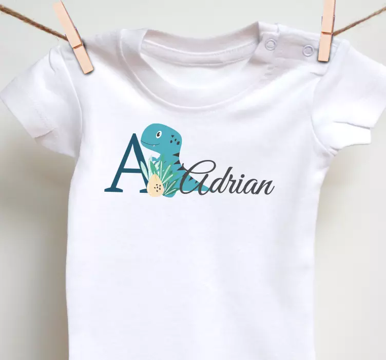 可爱的动物恐龙与名字婴儿衬衫 - TenStickers