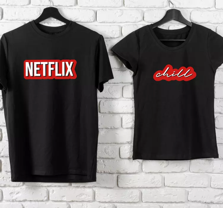 Netflix 和 chill 情侣 t 恤 - TenStickers