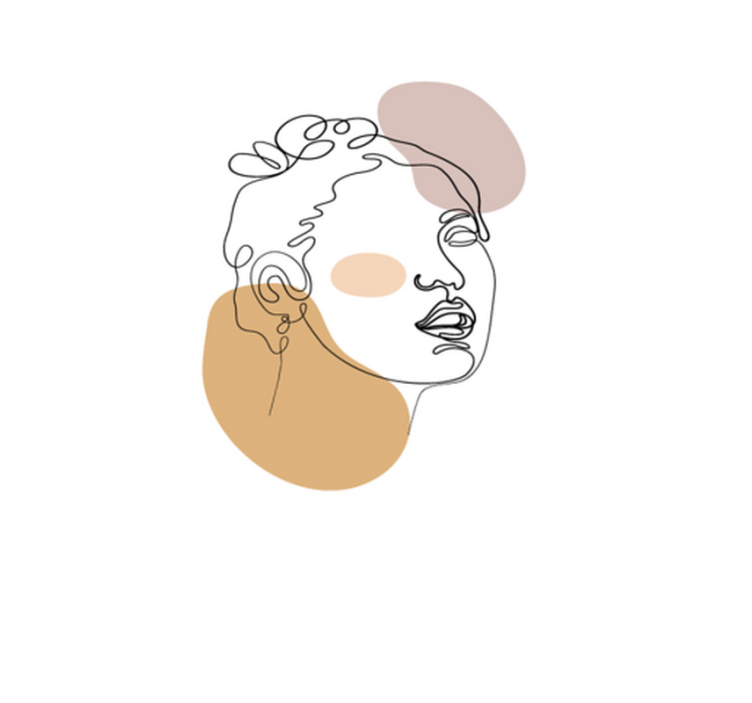 乙烯基地毯白色 抽象的脸和圆圈 - TenStickers