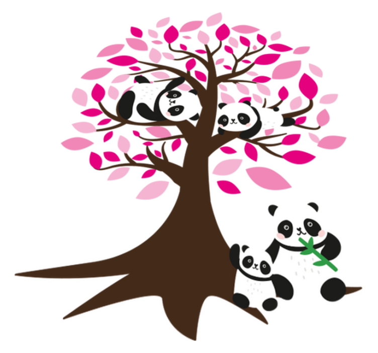 乙烯基地毯动物与熊猫树 - TenStickers