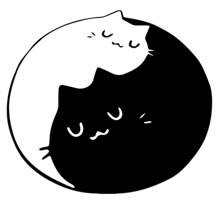 乙烯基地毯动物与阴阳猫相伴 - TenStickers