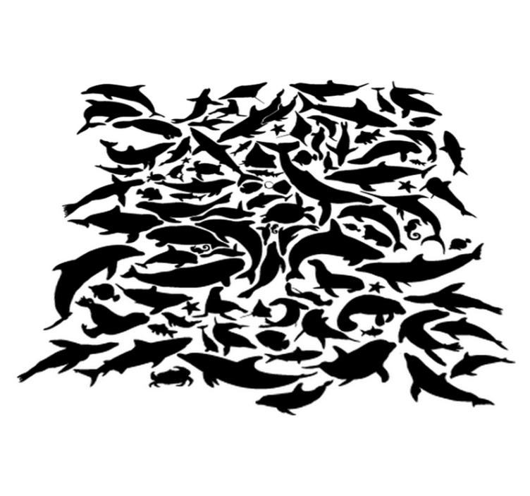 乙烯基地毯动物海洋黑色动物 - TenStickers