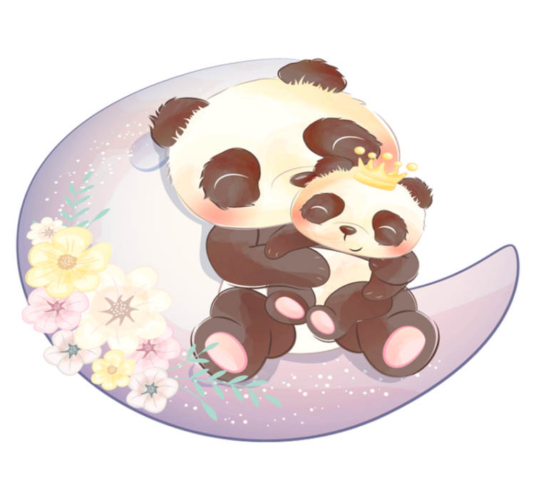 乙烯基地毯动物月亮上的两只熊猫 - TenStickers