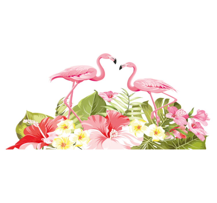 乙烯基地毯动物热带花卉火烈鸟 - TenStickers