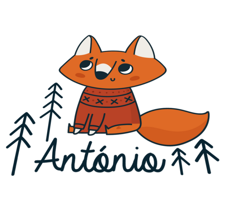 乙烯基地毯动物北欧狐狸带名字 - TenStickers