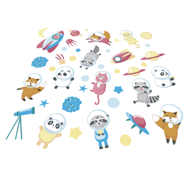乙烯基地毯动物可爱动物宇航员 - TenStickers