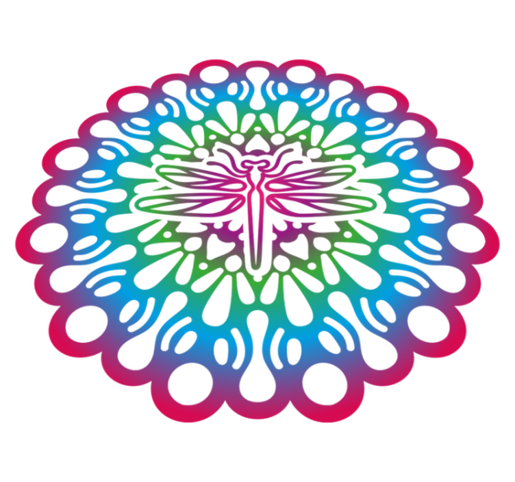 乙烯基地毯动物五彩蜻蜓曼陀罗 - TenStickers