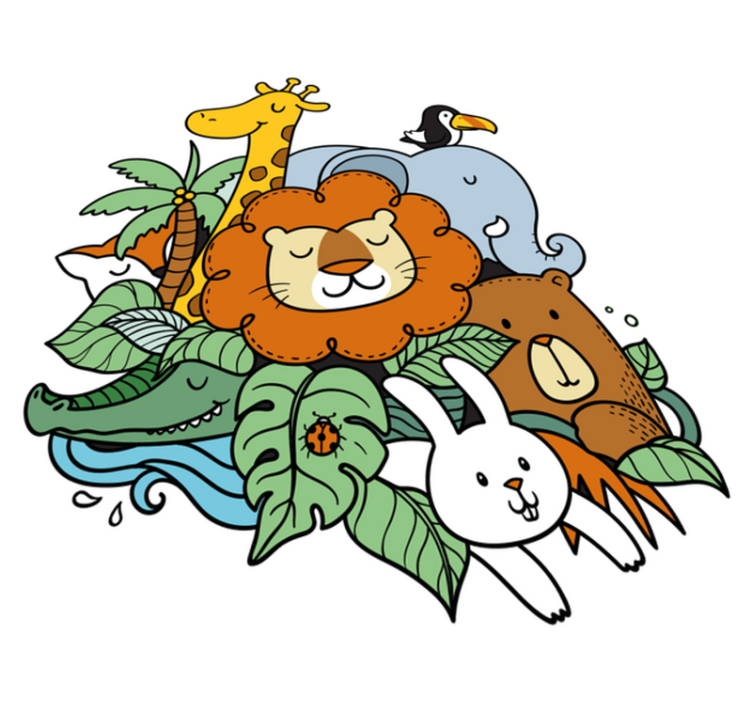 乙烯基地毯动物生动的动物场景 - TenStickers