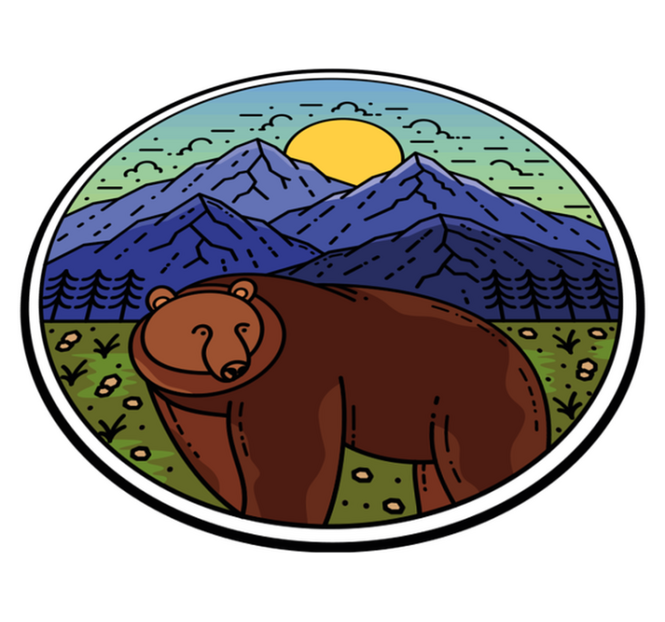 乙烯基地毯动物在自然景观中的熊 - TenStickers