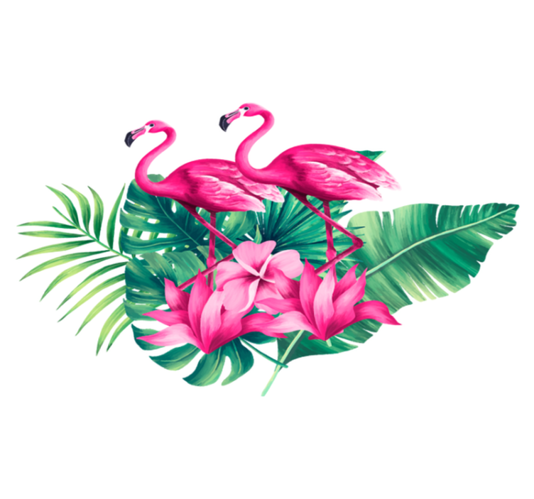 乙烯基地毯动物火烈鸟与植物 - TenStickers
