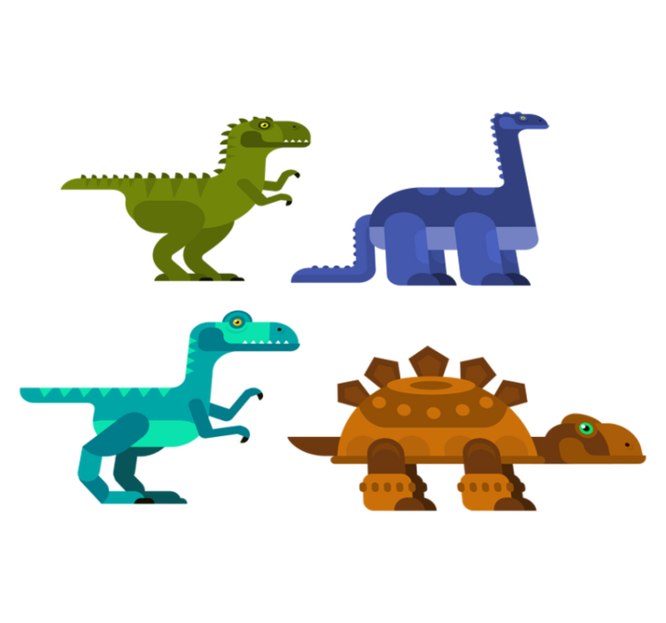 乙烯基地毯动物色彩斑斓的移动恐龙 - TenStickers