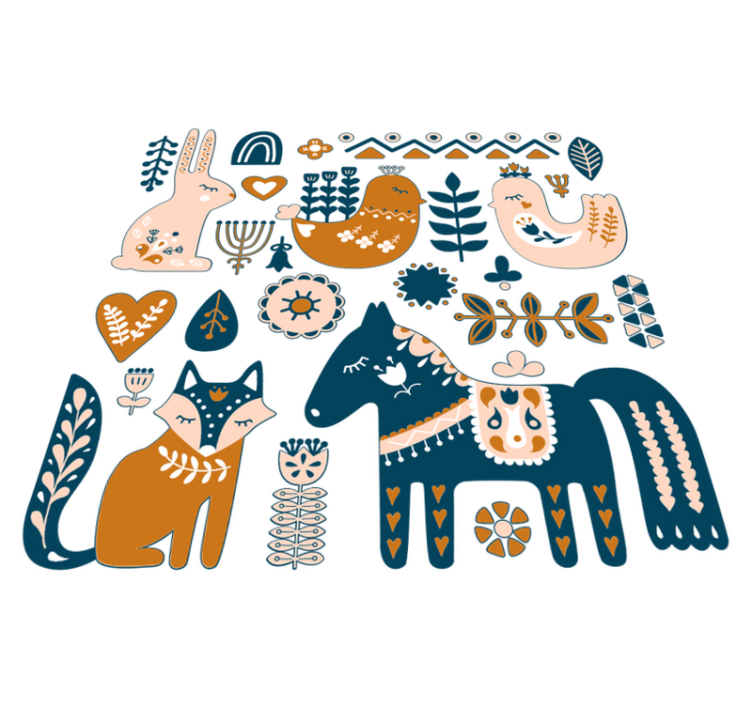 乙烯基地毯动物色彩丰富的动物插图 - TenStickers