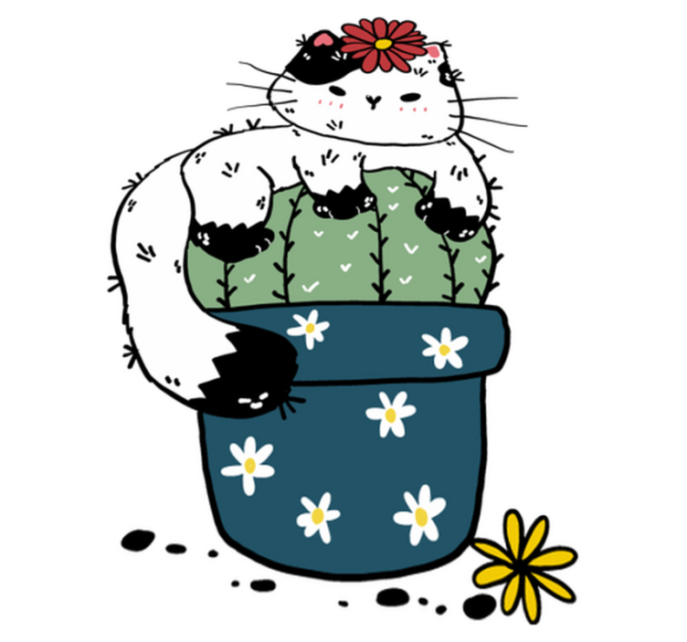 乙烯基地毯动物顽皮的猫仙人掌 - TenStickers