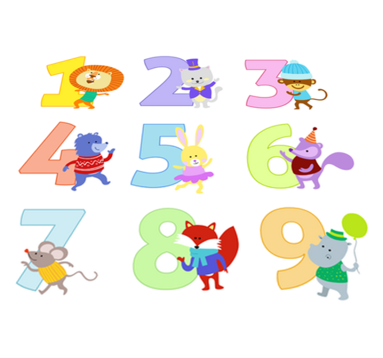 乙烯基地毯动物为孩子们提供多彩数字 - TenStickers