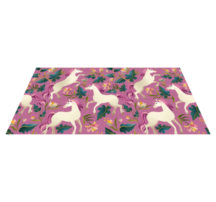 乙烯基地毯动物粉色花卉马设计 - TenStickers