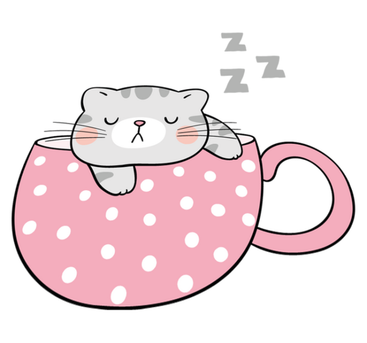 乙烯基地毯动物睡觉的猫杯 - TenStickers