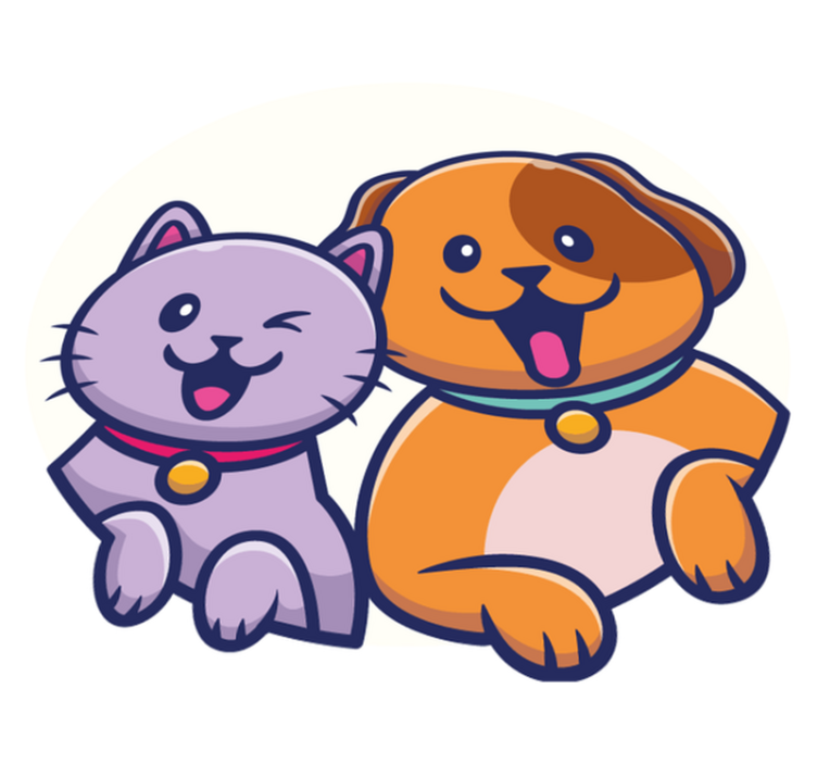 乙烯基地毯动物活泼的猫狗 - TenStickers