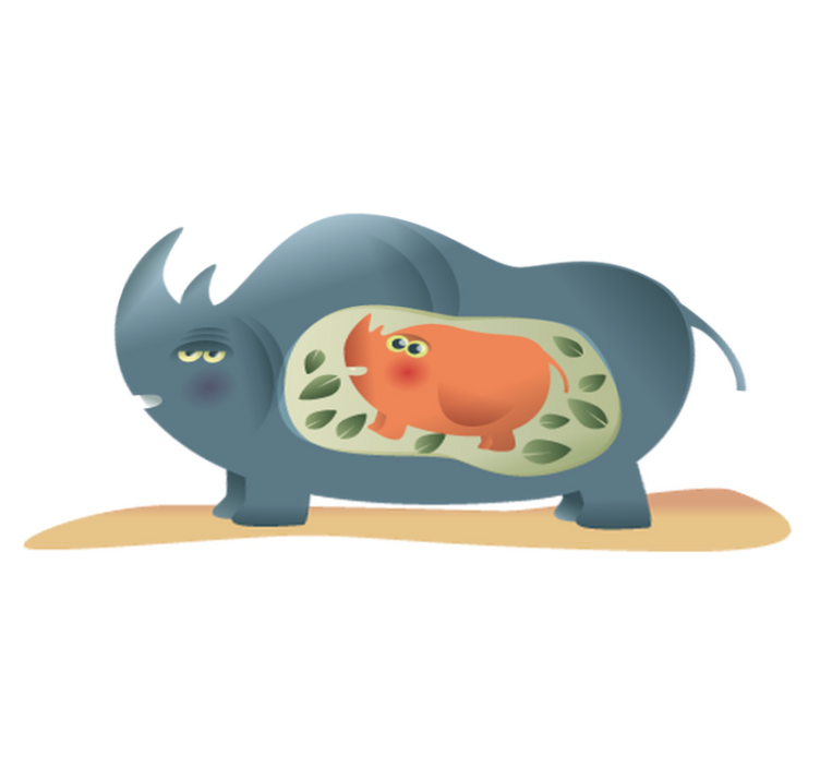 乙烯基地毯动物怀孕的犀牛妈妈 - TenStickers