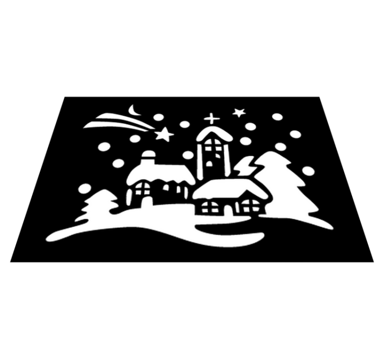 乙烯基地毯圣诞黑白小镇 - TenStickers