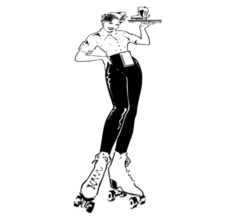 乙烯基厨房地毯复古女服务员设计 - TenStickers