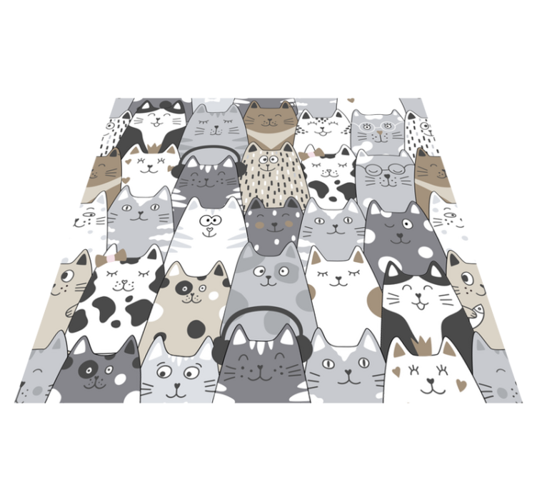 卧室乙烯基地毯卡通猫图案设计 - TenStickers
