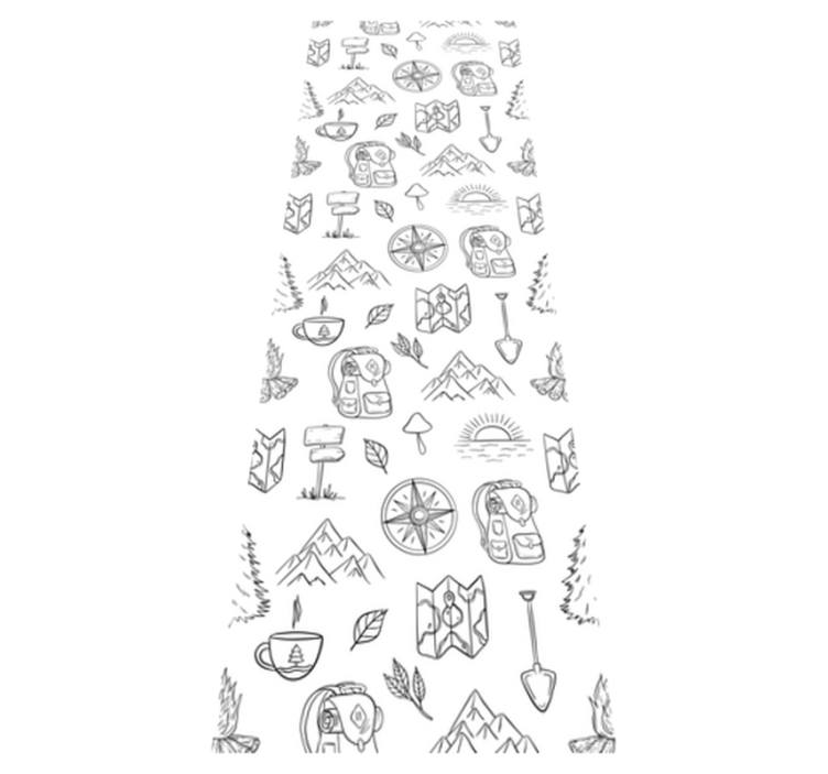 卧室乙烯基地毯 手绘指南针与山野元素 - TenStickers